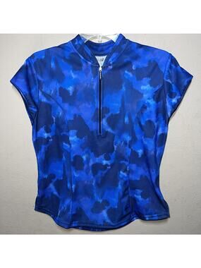Trek Womens Biking Cycling Jersey Top Shirt Zip Blue Sz Large L Pockets